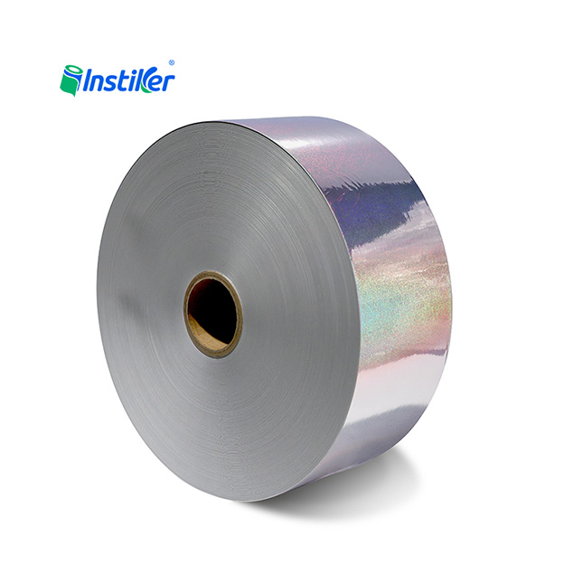 Visually Appealing Laser Holographic BOPP White Glassine for Printing Single Sided Acrylic Adhesive Sticker Jumbo Roll