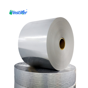 Metallic Texture Bright Silver BOPP Film Sticker Water Based Glue Glassine Liner Label Jumbo Rolls
