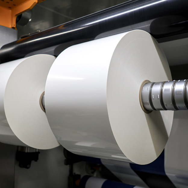 High-Speed Label Material Glossy White PP Sticker Jumbo Roll with PET Liner