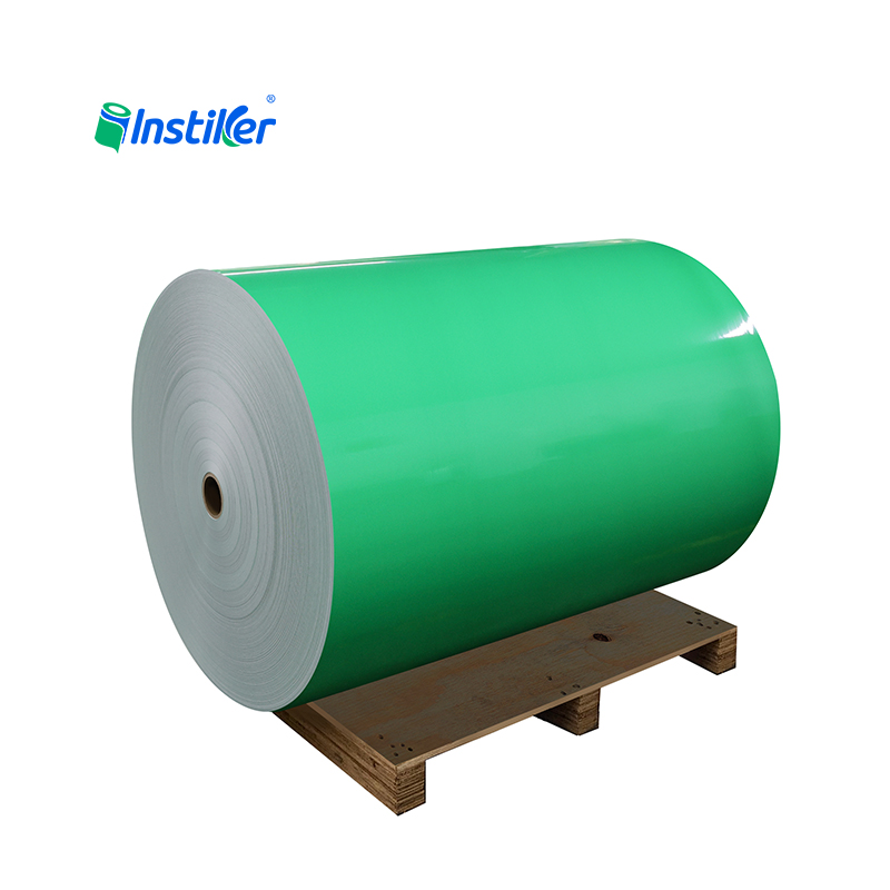 Custom Size Green PET Labels Self-Adhesive Paper Jumbo Roll