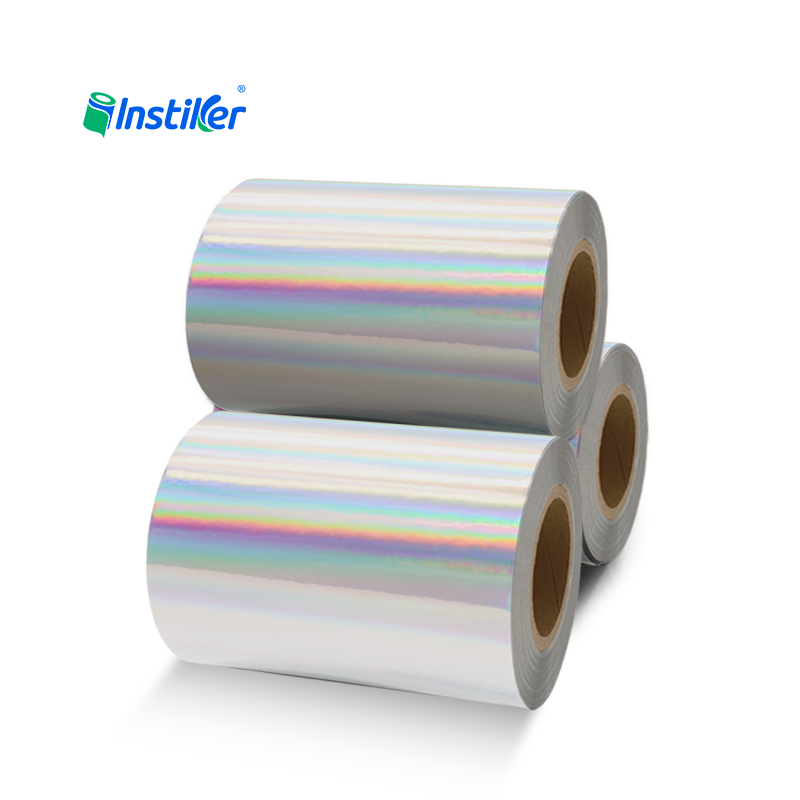 50um Laser Holographic BOPP Packaging Self Adhesive Labels Material Jumbo Roll for Printing Labels
