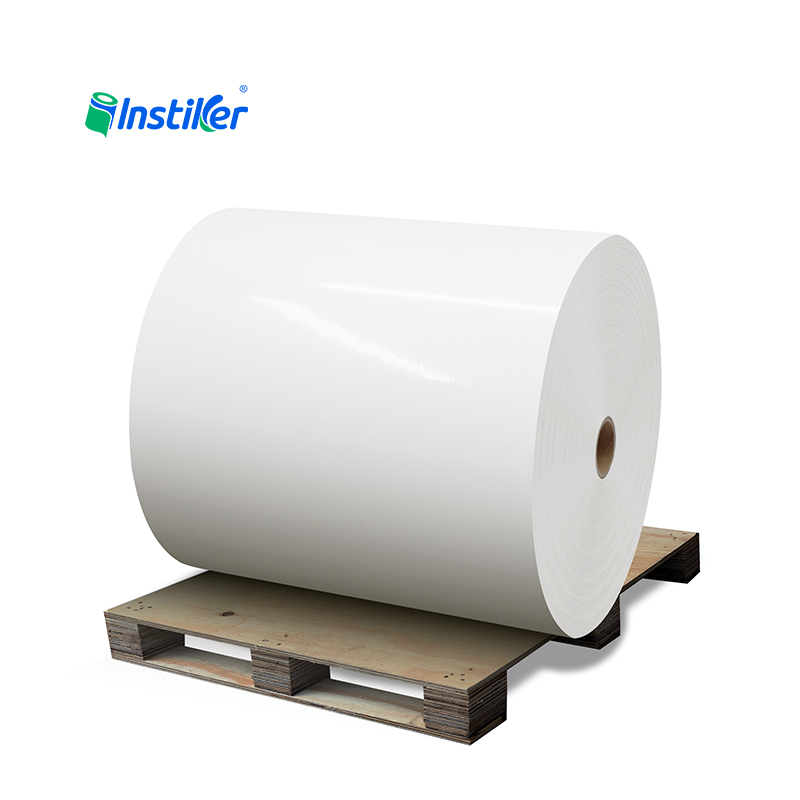 75um White PET Aluminized 190g Roll Self-adhesive Material solvent Label Sticker Wholesale Label Jumbo Roll