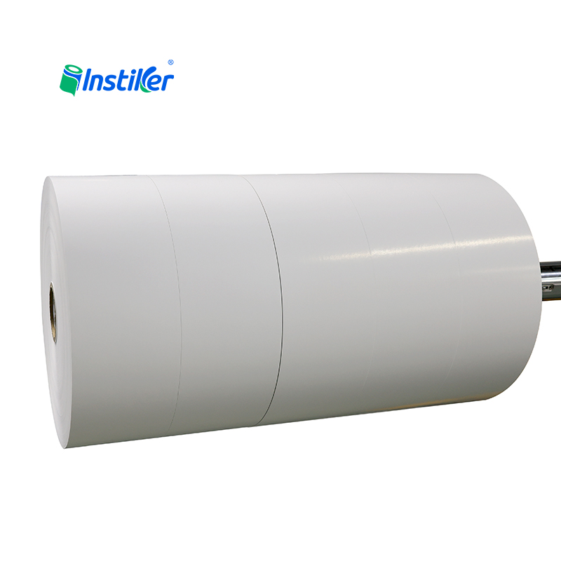Best Seller 80 Gsm Self Adhesive Paper Semi Gloss Coated Art Paper Label Stickers Jumbo Roll Label for White Glassine